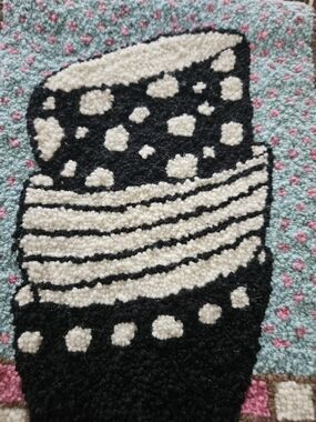 Handcrafted Blue & Black Polka Dot Fiber Art Wall Hanging